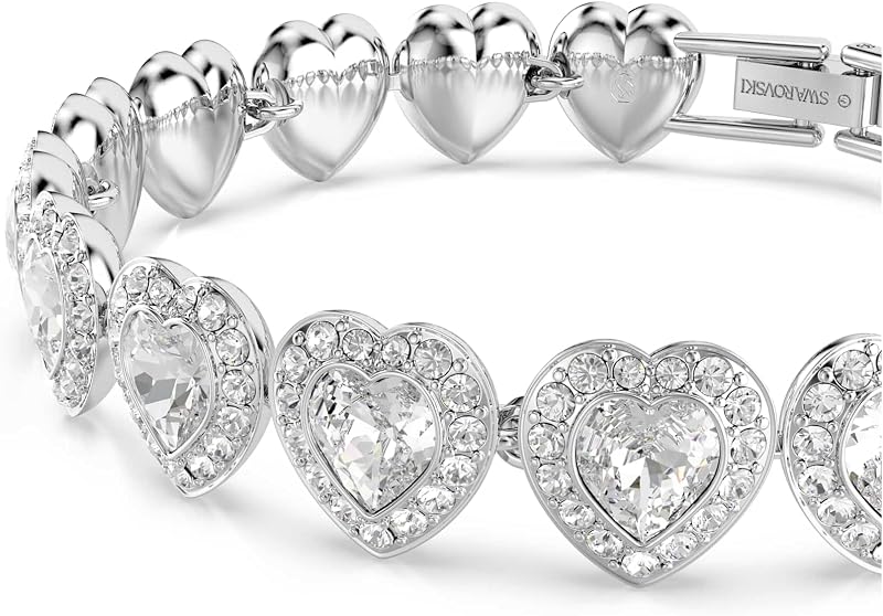Ariana Grande x Armband, Rhodiniertes Damenarmband mit Kristallherzen in Klarem Pavé und Verschiedenen Schliffen, Armbandlänge: 16.8-21.8 cm, Armbandbreite: 1.9 cm