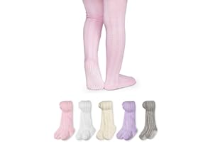 LA ACTIVE Baby Girls Tights - Cozy Warm Cotton Cable Knit Winter Tights - Non-Skid Grip - Toddler Infant Newborn Kids