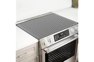 CINEZUN Silicone Electric Stove Top Cover Mat, 28"x20" Stove Mat for Glass Top Stove, Stove Cover Cooktop Range Mat, Heat Resistant Stove Protector Mat, Dish Drying Mats For Kitchen (Light Gray)