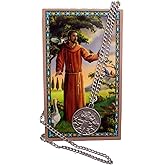 Saint Francis of Assisi Pewter Medal Pendant with Prayer Card