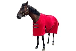 AQINGR Horse Fleece Blanket, Red, US72 in (EU135 cm), All-Around Protection, Adjustable Fit