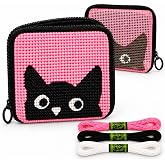 Needlepoint Kit for Kids Ages 6-12 - Cat Wallet Cross Stitch Craft