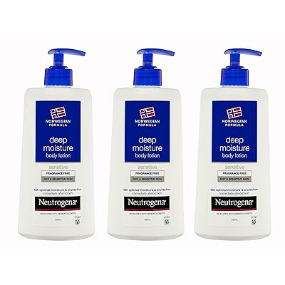 Neutrogena Deep Moisture Body lotion Sensitive and Fragrance Free for Dry and Sensitive Skin, 13.5 Ounce (Pack of 3)
