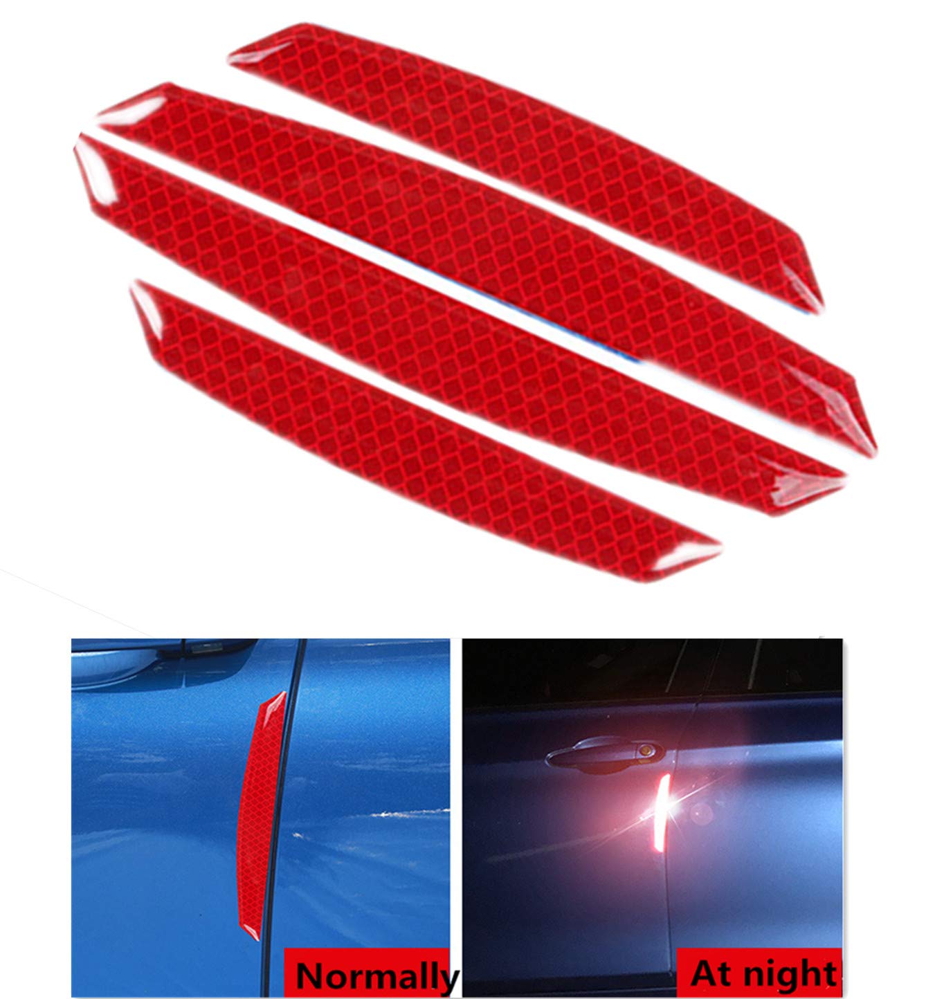 ZYTC Door anti-collision strip Car Open Sticker Reflective Tape Guards Bumper Scratch Anti-Collision Protectors night Safety Warning Auto Decal Door Trim Accessories Fit for Most Car (Diamond RED)