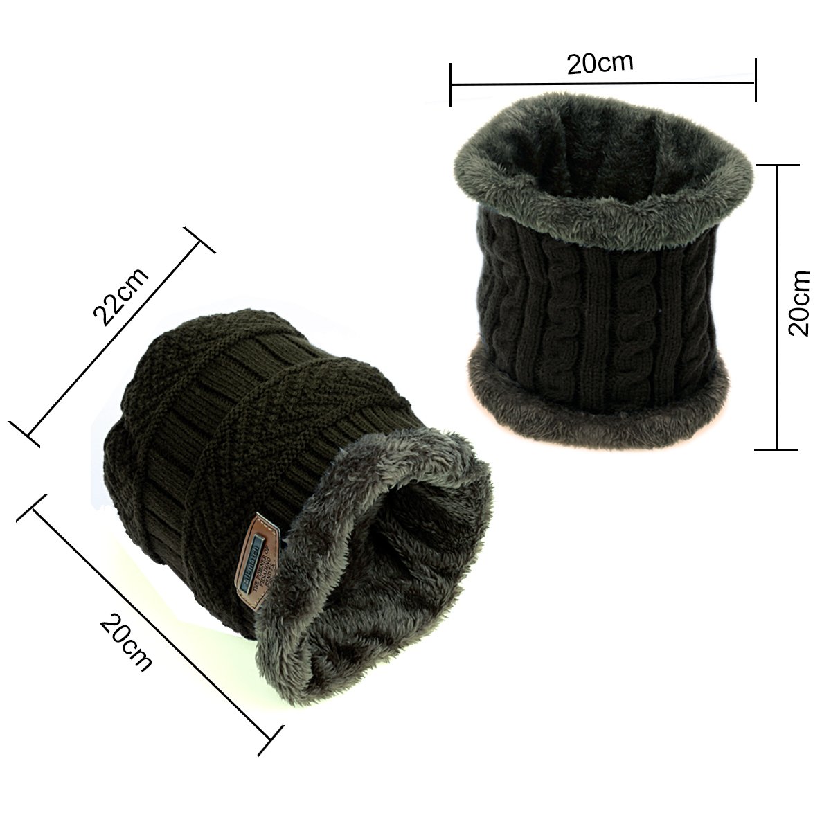 Chapeau d\'hiver et écharpe pour Garçons Filles, JUSTIME Bonnet Tricoté pour Enfants et écharpe Cercle (5-14 ans) (Noir)