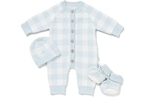 Avibae 3-Piece Cotton Newborn Baby Set with Knit Outfit, Hat, Booties | Long Sleeve Cute Infant Outfit, Baby Boys and Girls Set