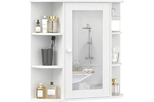 HOMCOM Bathroom Medicine Cabinet with Mirror, Wall Mounted Storage Cabinet with Mirrored Door & Shelves, Mirror Cabinet for B