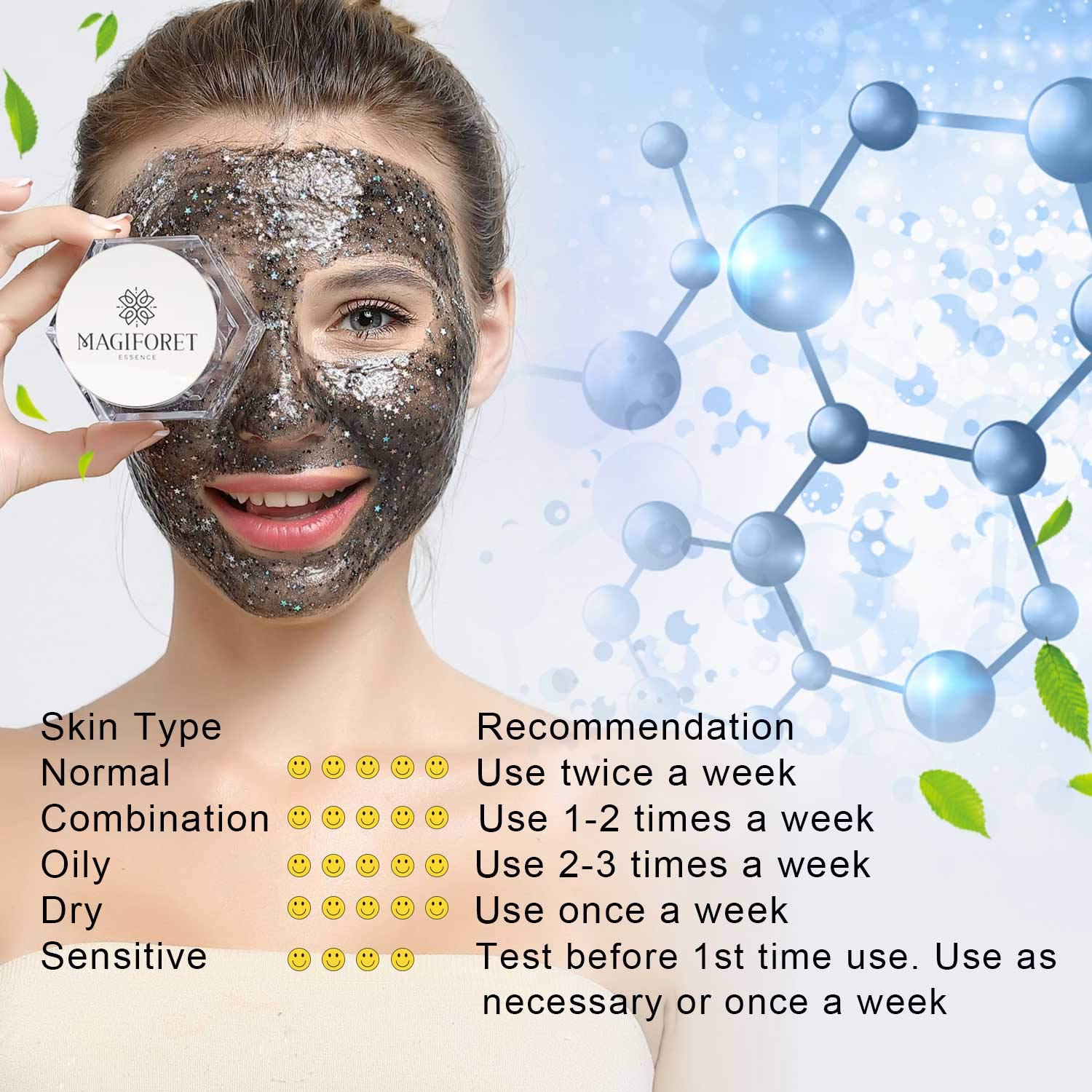 Glitter Face Mask, MagiForet Star Mask, Peel Off Moisturizing Mask