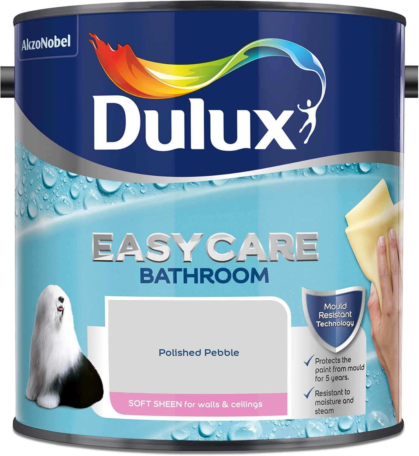 Dulux 5275837 Easycare Bathroom Soft Sheen Emulsion Paint For Walls And Ceilings - Polished Pebble 2.5L, 2.5 l (Pack of 1) - Image 3