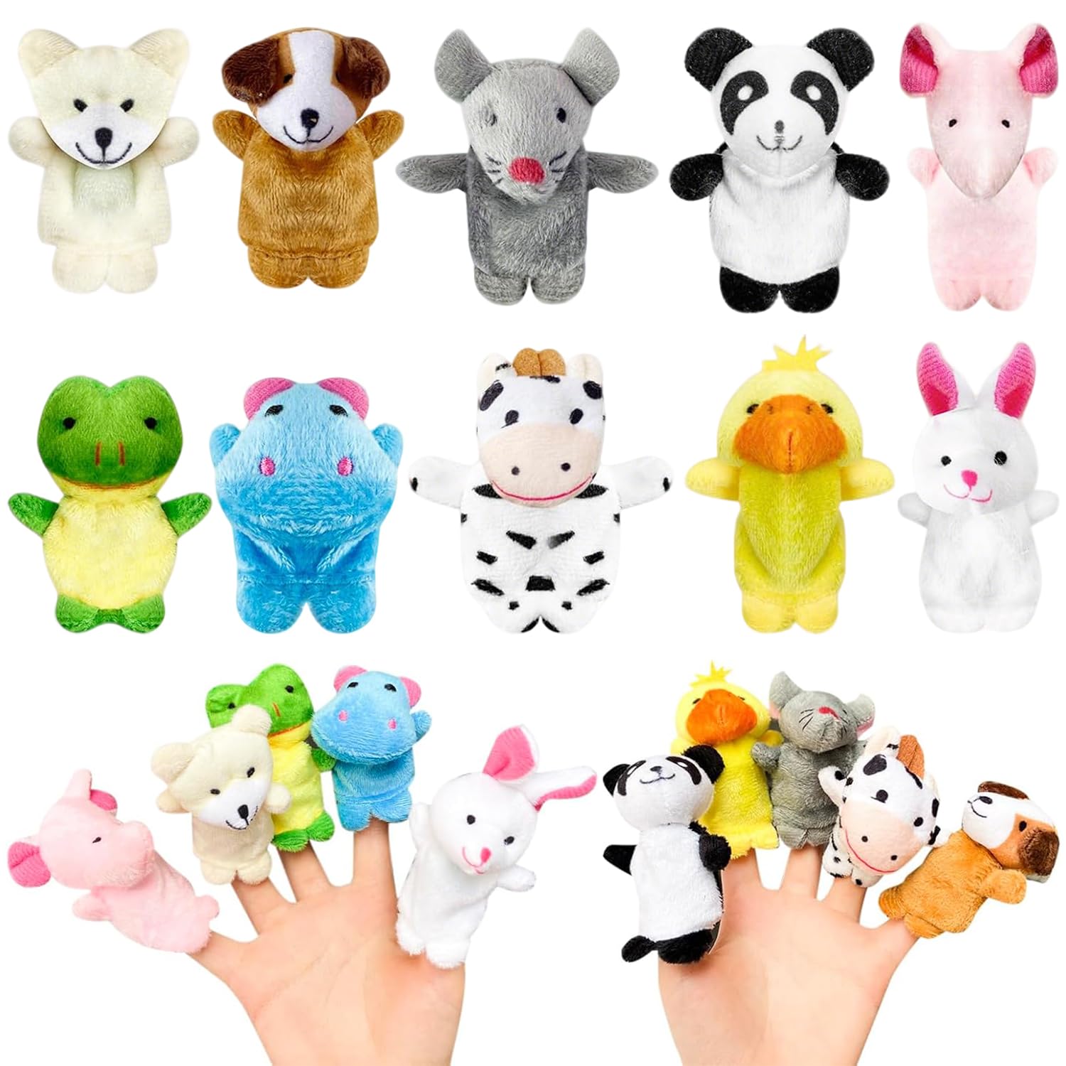 10Pcs Finger Puppets Animal Finger Puppets for Kids Plush Puppet Educational Show Stage Party Bag Fillers School Gift for Boys and Girls