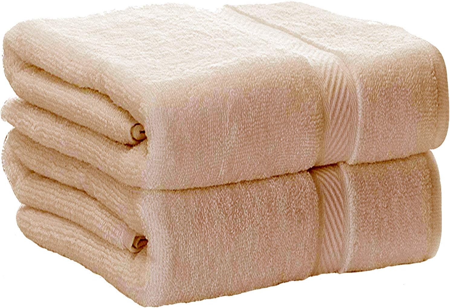 MBS 2 x Large Super Jumbo Bath Towels Egyptian Combed Towels Extra