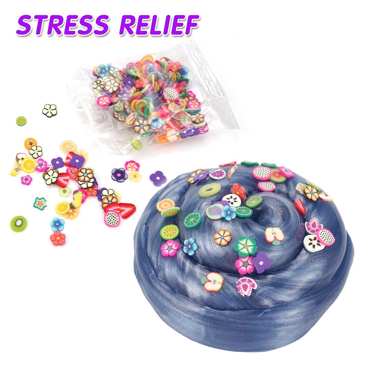 Easter eggs - 3 Pack Soft Egg Slime，Galaxy Egg Slime No Borax Non Toxic Scented Magic DIY Clay Stress Relief Sludge Toys with Fruit Slices Toy for Kids Adult (Style 1)