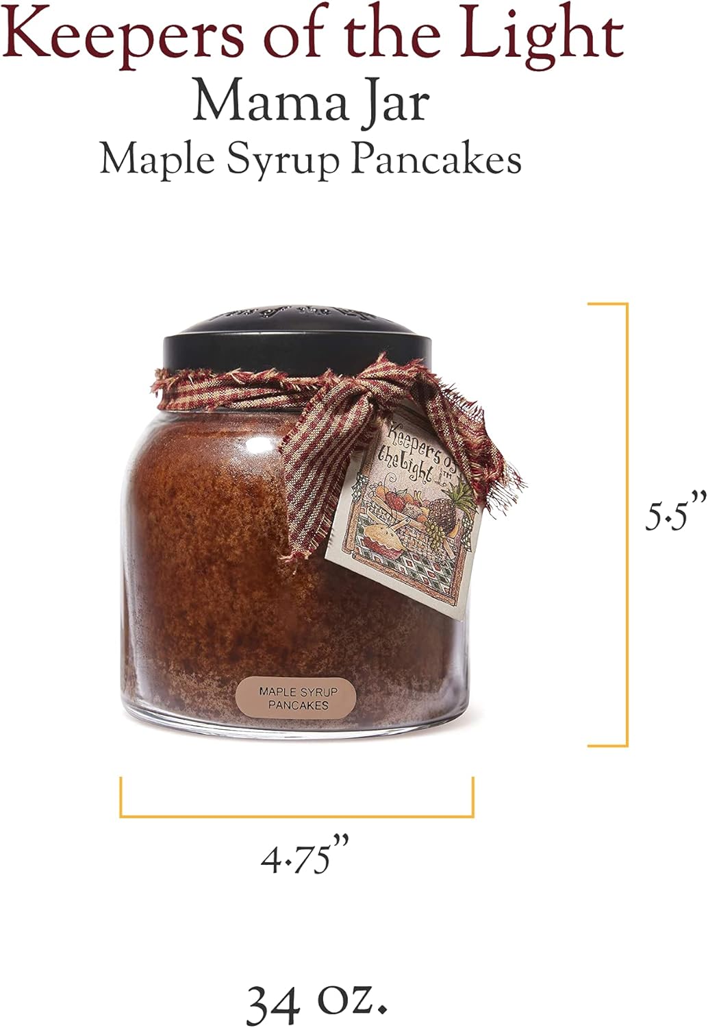 A Cheerful Giver - Maple Syrup Pancakes Papa Scented Glass Jar Candle (34oz) with Lid & True to Life Fragrance Made in USA: Home & Kitchen