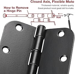 TDCHINGES 18 Pack Door Hinges 3.5 Inch Matte Black