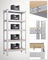 SONGMICS 5-Tier Shelving Unit Set of 2 Steel 650 kg Load 30x75x150 cm view 3