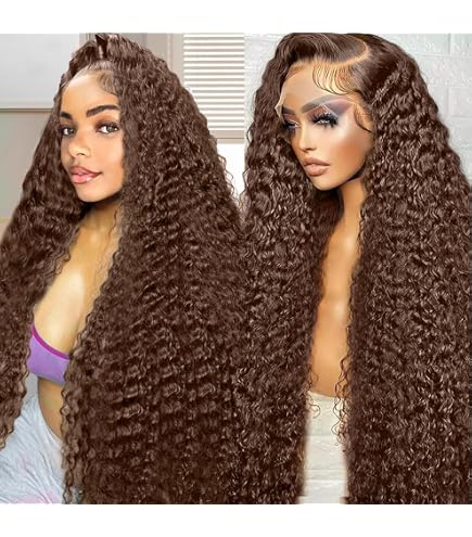 Amazon.com : BIANFA 30 Inch Chocolate Brown Deep Wave Lace Front