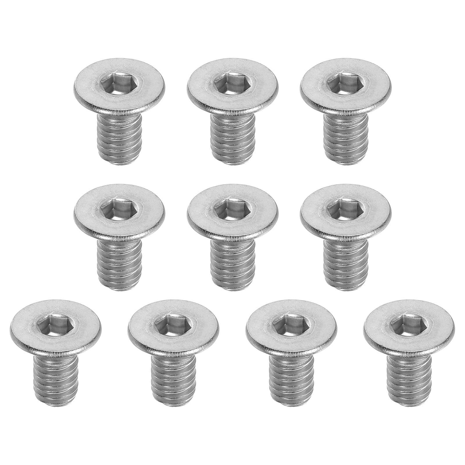 PATIKIL M8 x 16 mm Flat Head Socket Cap Screws, 10 Pack 304 Stainless Steel 18-8 Machine Screws Flat Countersunk Bolts Hex Socket Drive Full Thread Grade 6.8 — image 1
