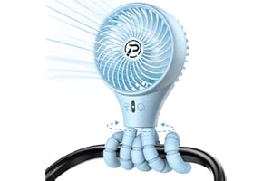 PANERGY Portable Stroller Fan, Rechargeable Battery Powered Oscillating Fan, Baby Fan with 3 Powerful & Quiet Speeds, 90° Oscillation, Flexible Tripod for Stroller, Car, Seat, Crib, Desk, Camping, Travel
