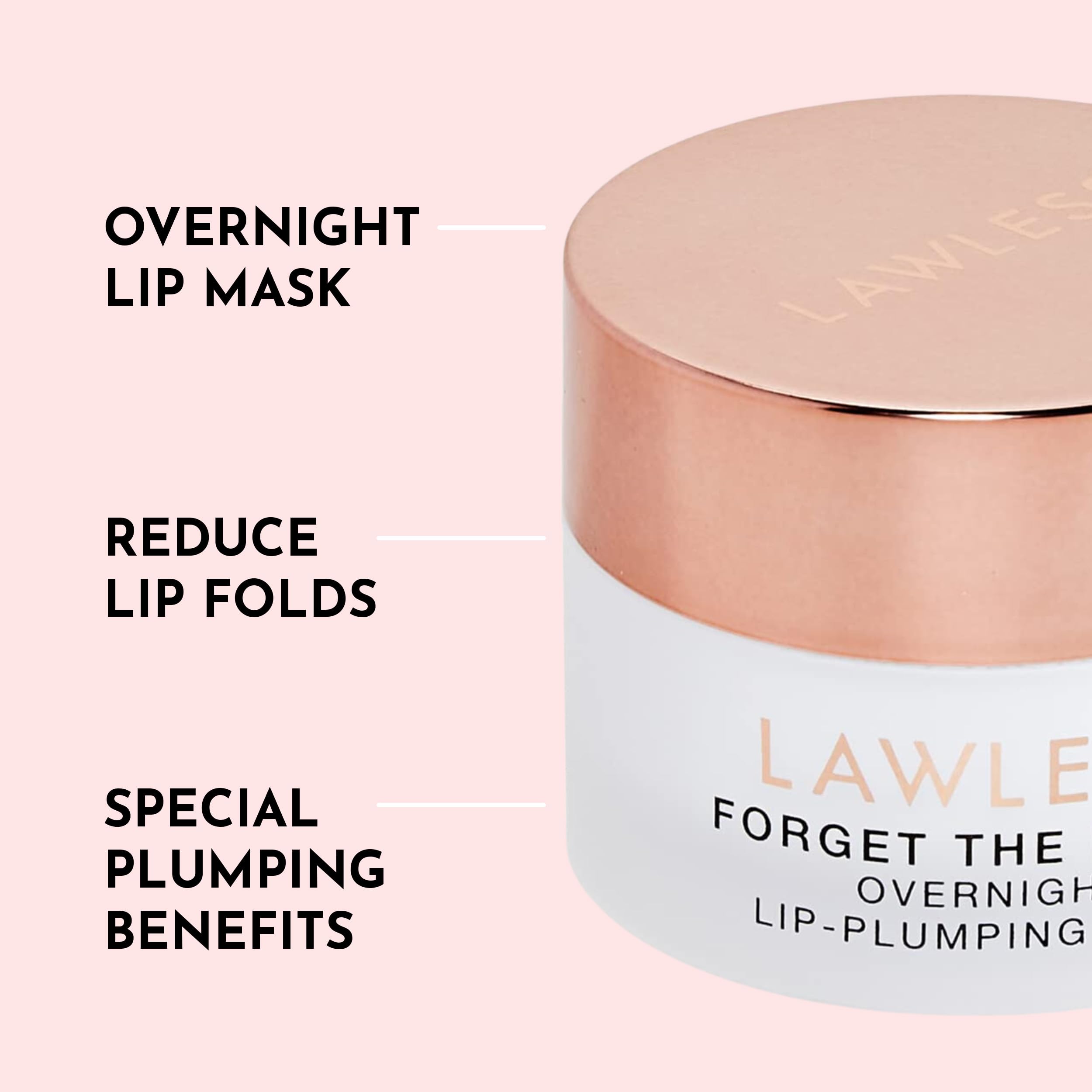 LAWLESS Forget the Filler Lip Mask - Sweet Dreams - Premium Overnight Lip Plumping Treatment with Natural Ingredients Designed to Plump, Hydrate, and Smooth Lips - 0.28 oz