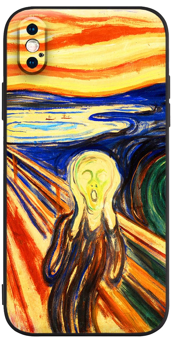 Berkin Arts Compatible with iPhone X Case/iPhone XS Premium Silicone Case with Patterns Design Cute Brown Abstract Soft Waterproof Non-Slip Comes with a Screen Protector (Edvard Munch-Le Cri) — image 1