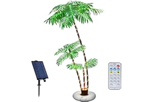 SHINOSKE 6FT Solar Lighted Palm Trees with Three Trunks,Artificial Tree Lights Ideal for Outdoor/Indoor Christmas Decoration Bars, Patios, Homes, Offices, Beaches, Yards Pool, and Cruise Party