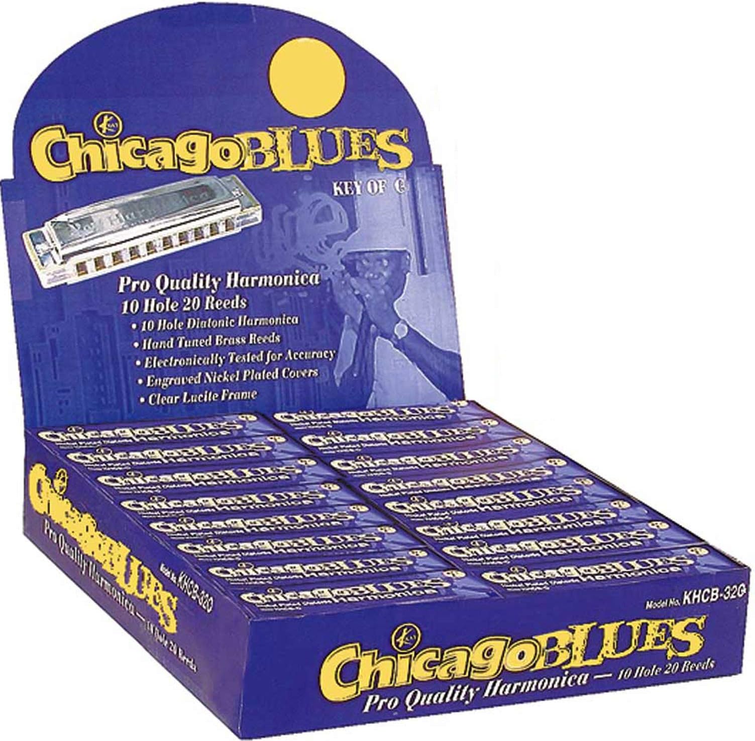 Kay Chicago Blues KHCB-32G Harmonica Display 32 Harps in the Key of G