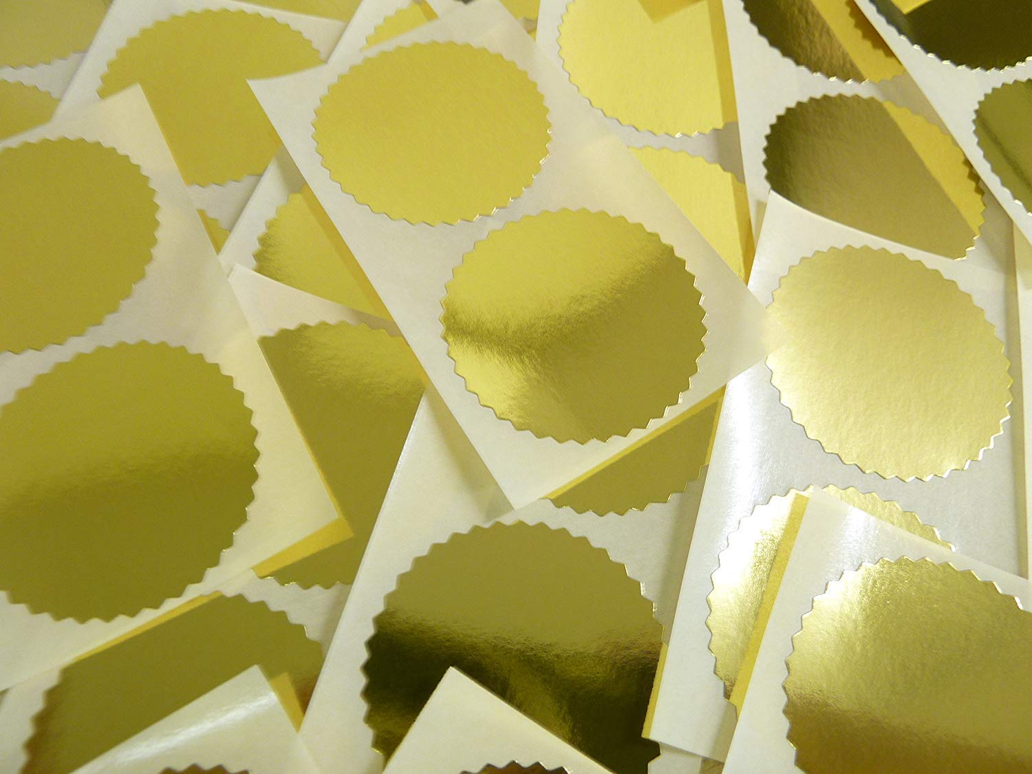 50mm Serrated Edge, Shiny Gold, Certificate Wafer Company Seal Labels, Stickers for Embossing, Awards & Rewards