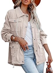 Ebifin Women's Military Anorak Jacket Zip Up Snap