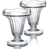 KANPURA 2 PCS Ice Cream Bowl Set, 5 oz Sundae Glasses, Glass Dessert Bowls | Thicker Bottom, Freezer Safe, Dishwasher Safe, Elegant Tulip Design for Desserts, Salads, Fruits, Cocktails