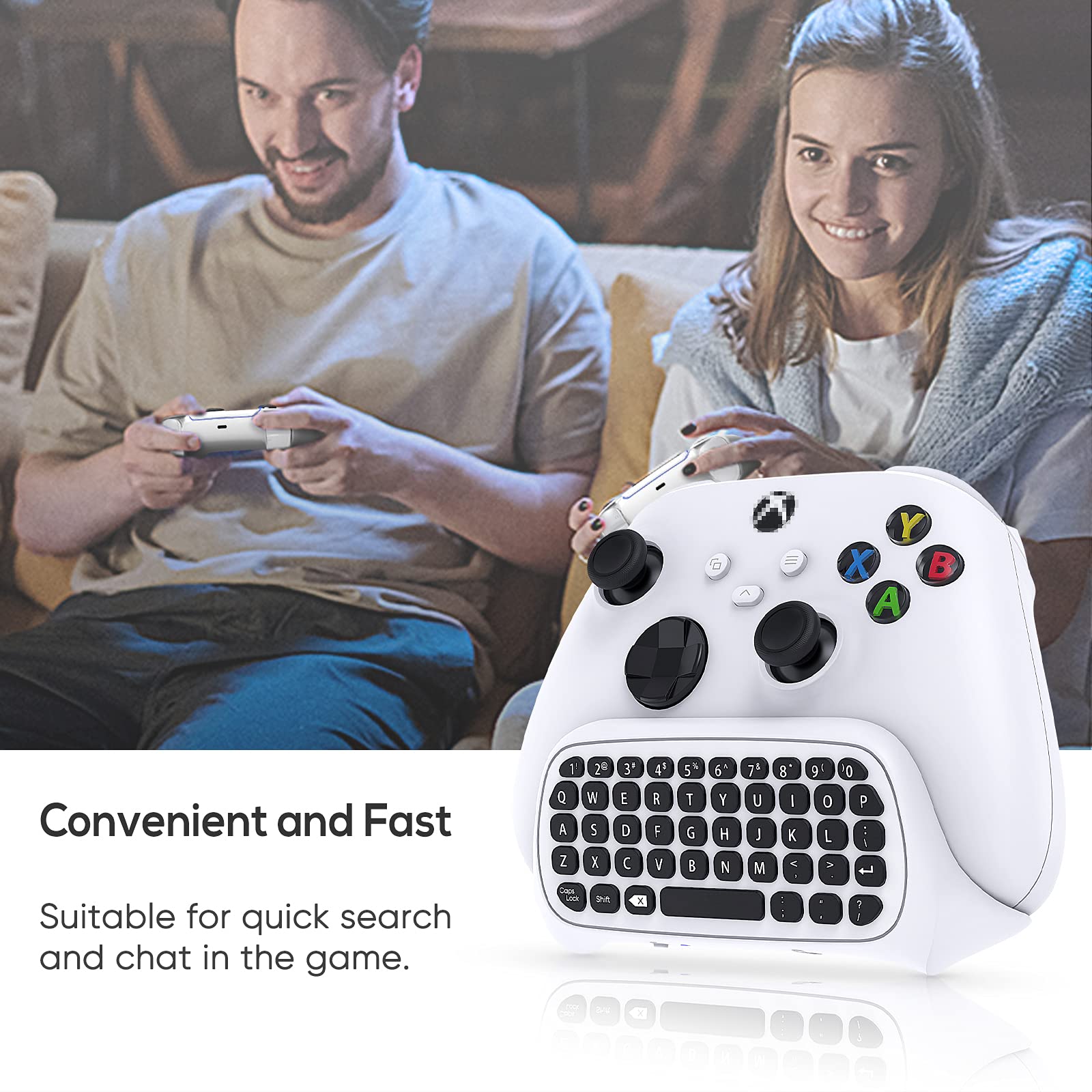 Keyboard for Xbox Series X/S, One X/S, Elite One/2 Controller, Wireless Chatpad Gaming Keypad With USB Receiver, Speaker, 3.5mm Audio Jack Accessories (Controller Not Included), White