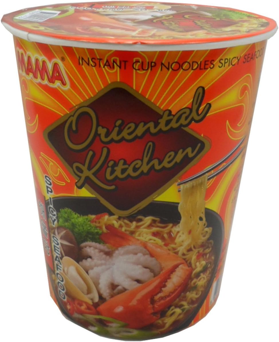 Mama Instant Cup Noodles Oriental Kitchen Spicy Seafood Flavour Net Wt 65 G (2.29oz) X 9 Cups