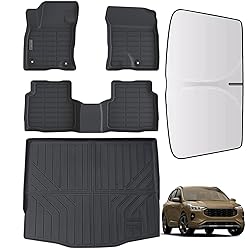 LJWAITO Floor Mats & Trunk Mat & Sun Visor for Ford