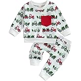 Hnyenmcko Baby Boy Christmas Outfit Long Sleeve Letter Print Crewneck Sweatshirt + Pants Winter Toddler Christmas Clothes