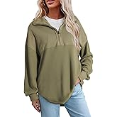 SHEWIN Womens Fall Sweatshirt Casual Waffle Knit Half Zip Pullover Loose Long Sleeve Tops