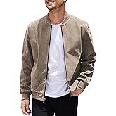 COOFANDY Men's Casual Varsity Jacket Vintage Lightweight Suede Bomber Jackets