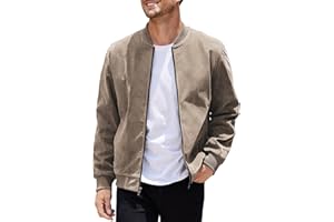 COOFANDY Men's Casual Varsity Jacket Vintage Lightweight Suede Bomber Jackets