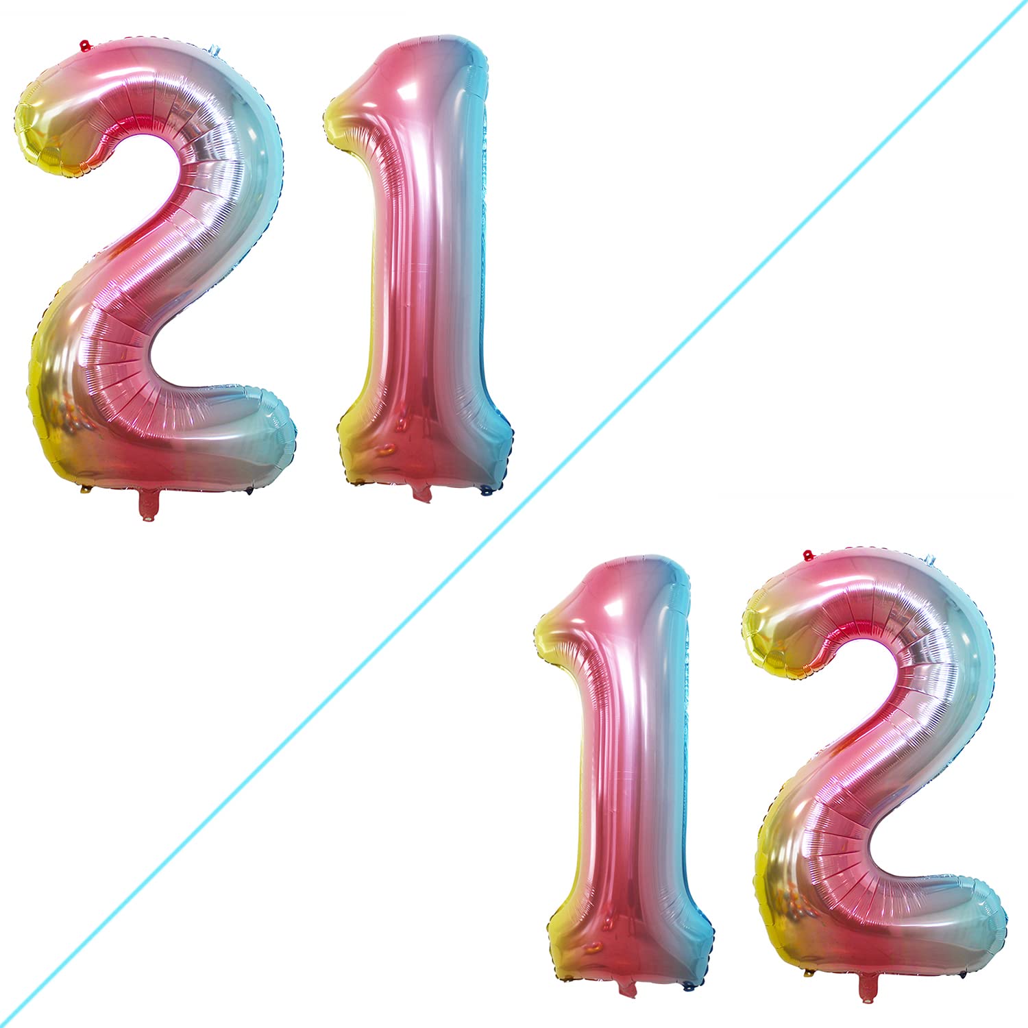 Photo 1 of 1.) GOER Number 12 Balloons for 12th Birthday Sweet 12 Party Decorations,42 Inch Jumbo Foil Helium 21 Balloons for 21st Birthday Party Decoration (Rainbow)

2.) ISKYBOB 4PCS Small Makeup Bag for Purse, 4.7in Portable Leather Pocket Cosmetic Bag Squeeze Co