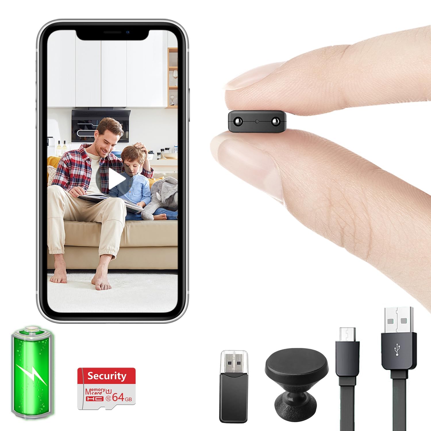 Photo 1 of ?Free 64G? Smallest Wireless Wifi Battery Camera,Hidden Camera,Spy Camera with HD4K Video Recording Live Feed,Baby Monitor,Night Vision,Motion Detection,Cloud Storage for Security with iOS Android