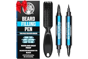Viking Revolution Beard Pen (2 Pack) - Black Beard Pencil Filler for Men Lapiz para Barba de Hombre - Beard Filler for Men Waterproof Beard Filling Pen Kit - Long Lasting Beard Filler Pen with Brush