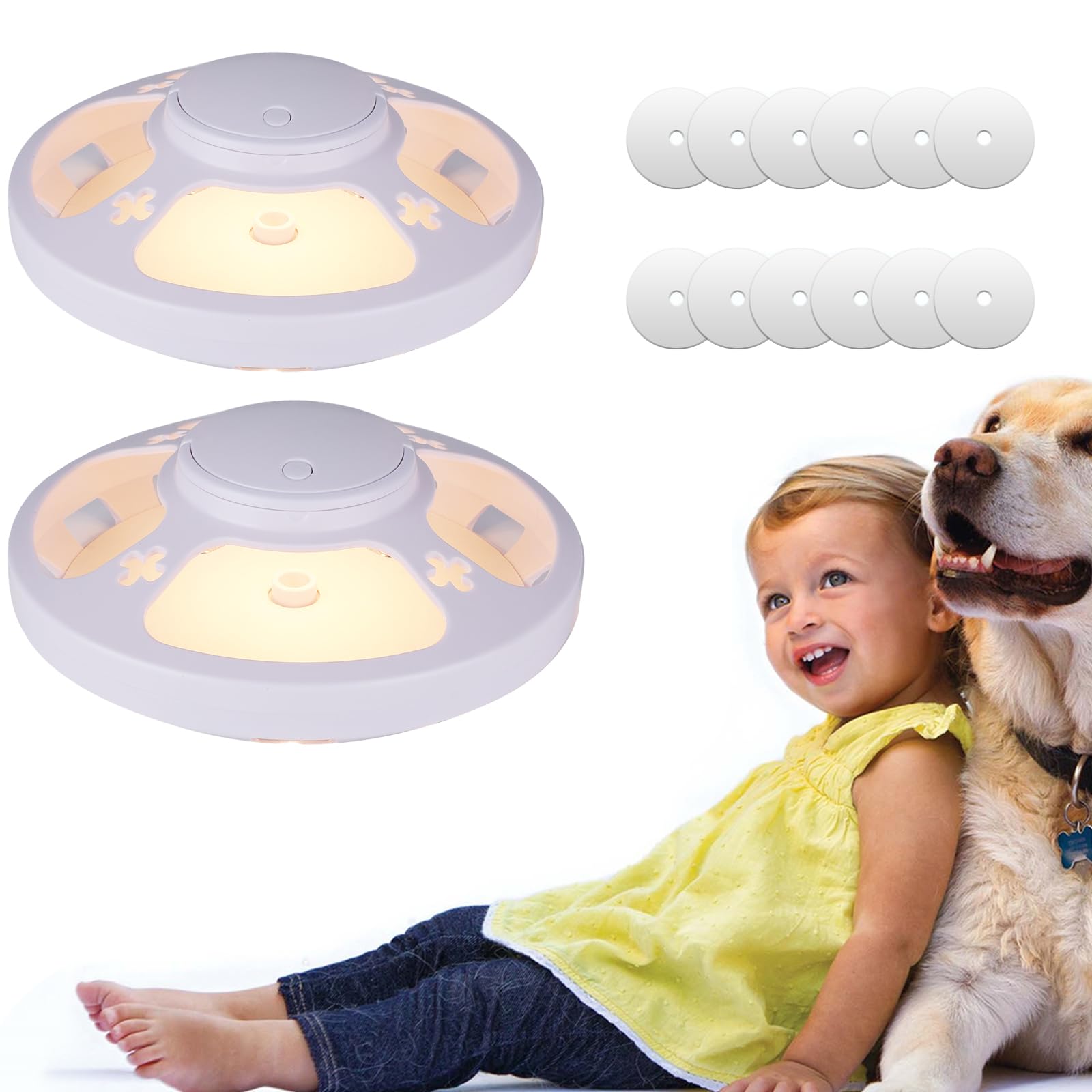 2Pcs Flea Trap - Flea Lamp Traps for Home, Dome Fle a Trap Light with 12 Sticky Pads, Bed Bug Trap with 4 Light Modes, Whisper-Quiet Operation, Non-Toxic, Natural Insect Traps