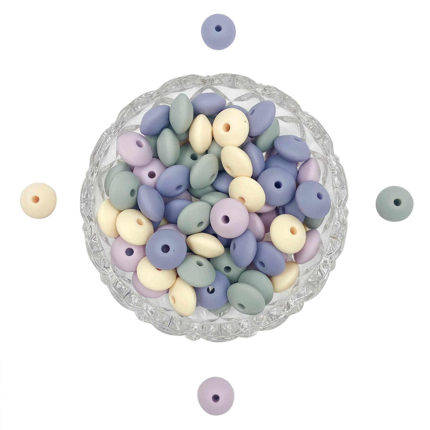 DIY Slicone Lentil Purple Beads 12mm 50pc DIY Accessory Loose Jewelry Beads