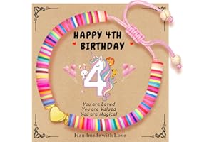 TOLOWOBK 3 4 5 6 7 8 9 10-15 Year Old Girl Birthday Gifts Beaded Bracelets with Happy Birthday Card as Birthday Gift Ideas Heart Bracelets for Girls Kids Toddler Daughter Granddaughter Niece Sister