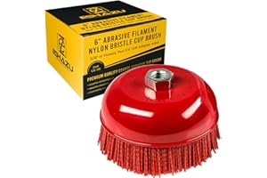 EZ ESHAZU Eshazu 6" Inch Abrasive Filament Nylon Bristle Cup Brush - Coarse Sanding Scuffing Brush, 5/8" 11 Thread - Remove Paint, Rust, Corrosion - Surface Prepping for Truck Bed Liner Coatings