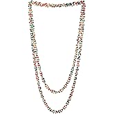COOLSTEELANDBEYOND Colorful Wood Beads Long Chains Necklace, Multi-Strand, Dress Party Event Prom