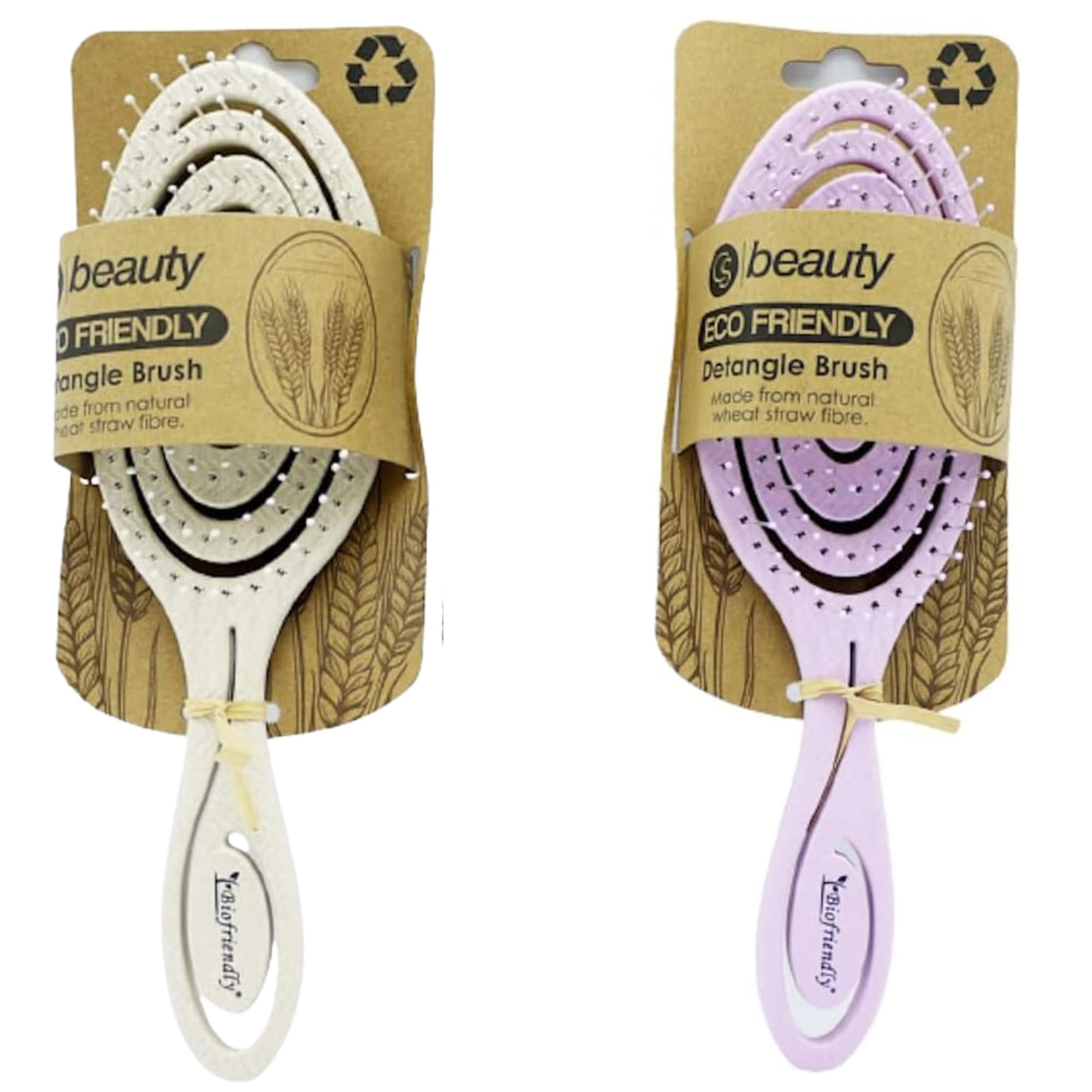CS Beauty Detangle Hair Brush Eco Friendly Pink and Oatmeal 2 Pack