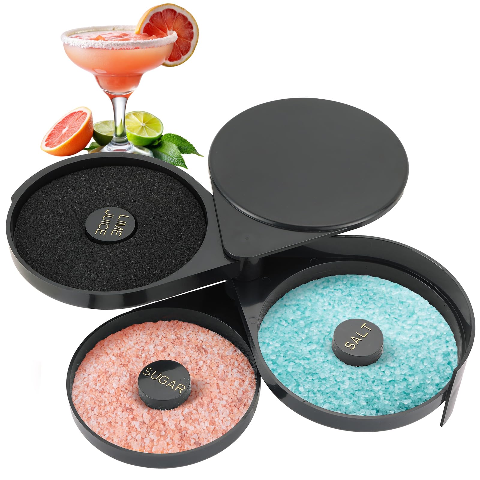 Photo 1 of *MISSING PARTS*
AMGSH 3-Tier Bar Glass Rimmer Bartender Tool with Sponge | FDA-Compliant Margarita Salt Rimmer Set,Salt Rimmer for Cocktails, 3-Tray Black Plastic Bar Accessories Bartending Supplies (1 Pack)