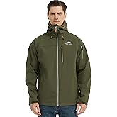 NORDIC OUTLAND Men's Waterproof Softshell Rain Jacket, Hooded Windbreaker 7 Pockets, Lightweight Shell for Outdoor Activities