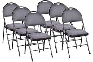 Giantex 6-Pcs Folding Chairs Set - Foldable Dining Chairs with Upholstered Seat, Non-Slip Footpads, Commercial Guest Chairs, Pack of 6 Waiting Room Chair for Events Office Wedding Party Kitchen, Grey