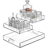Acrylic Serving Tray Set of 3-16x12 & 7.7x11.4 Inch Clear Luxury Trays for Kitchen, Dining, Bathroom Organizer - Non-Slip, Scratch-Resistant, Spill-Proof Design - Ideal Gift for Housewarming, Parties