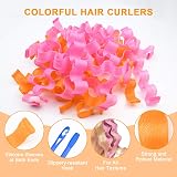 URAQT Hair Curlers Long Hair 24Pcs 50cm No Heat Spiral Wave Styling Kit Hooks view 2